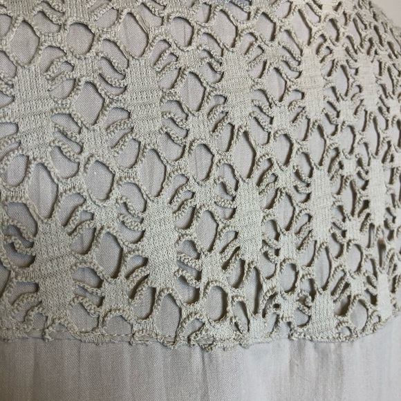 Vintage Tapestry Top Large XL Crochet Beige USA Womens Country Boho 1980 Shirt - Picture 7 of 8